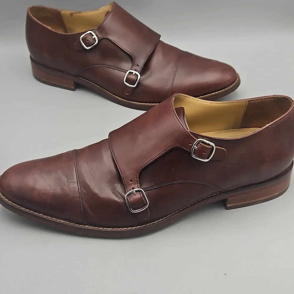 Cole Haan Grand OS Double Monk Strap Oxfords Mens 13 Dark Brown Dress Shoes